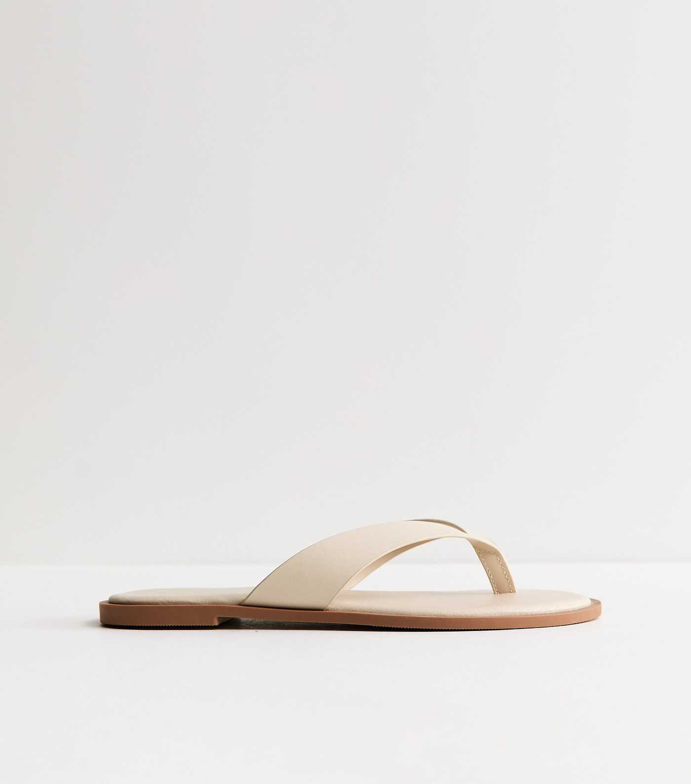 Off White Faux Leather Toe Post Sandals | New Look | New Look (UK)