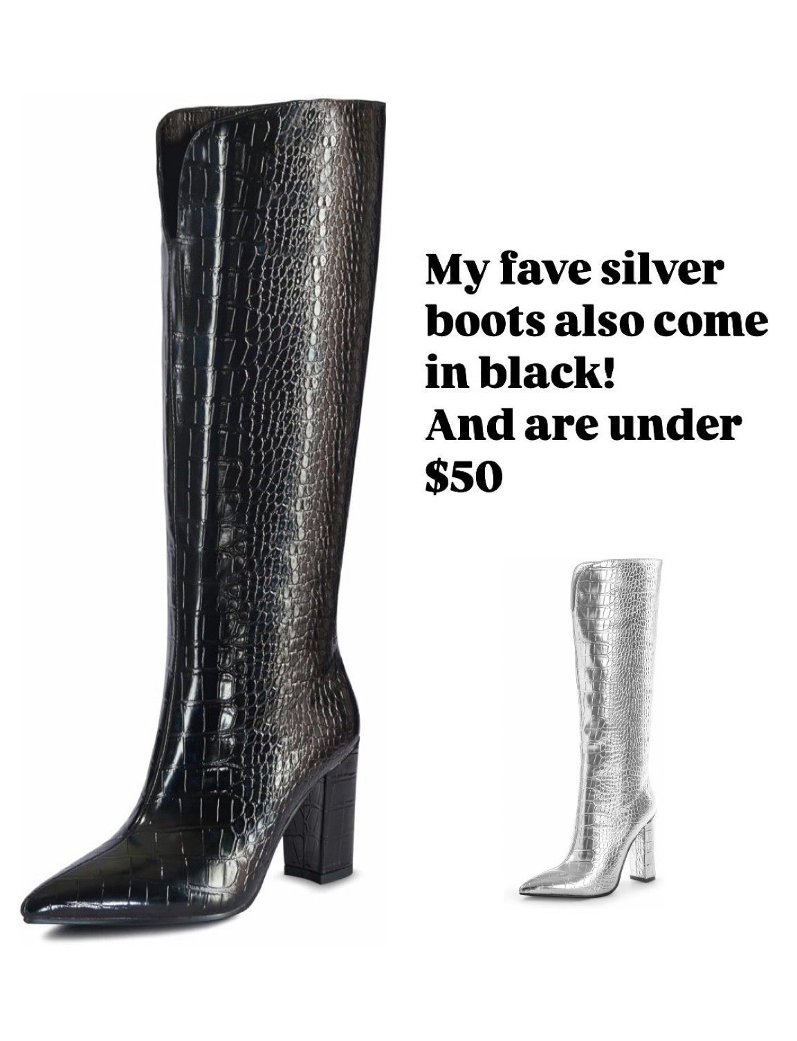 I have these boots in silver and now looking at them in black! Great value for under $50  

#LTKSeasonal #LTKFindsUnder50 #LTKShoeCrush
