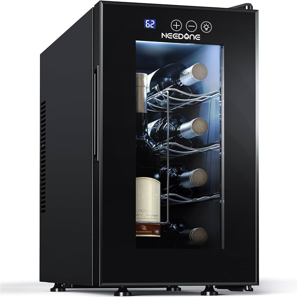 NEEDONE Wine Cooler Fridge, 8 Bottle Wine Chiller with Wine Rack/Lighting, Fast Cooling Thermoele... | Amazon (US)
