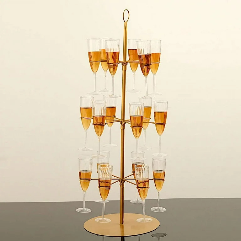 Balsa Circle Gold Metal Wine Glass Stand Champagne Flute Holder Tree Party Decorations 3-Tiers | Walmart (US)