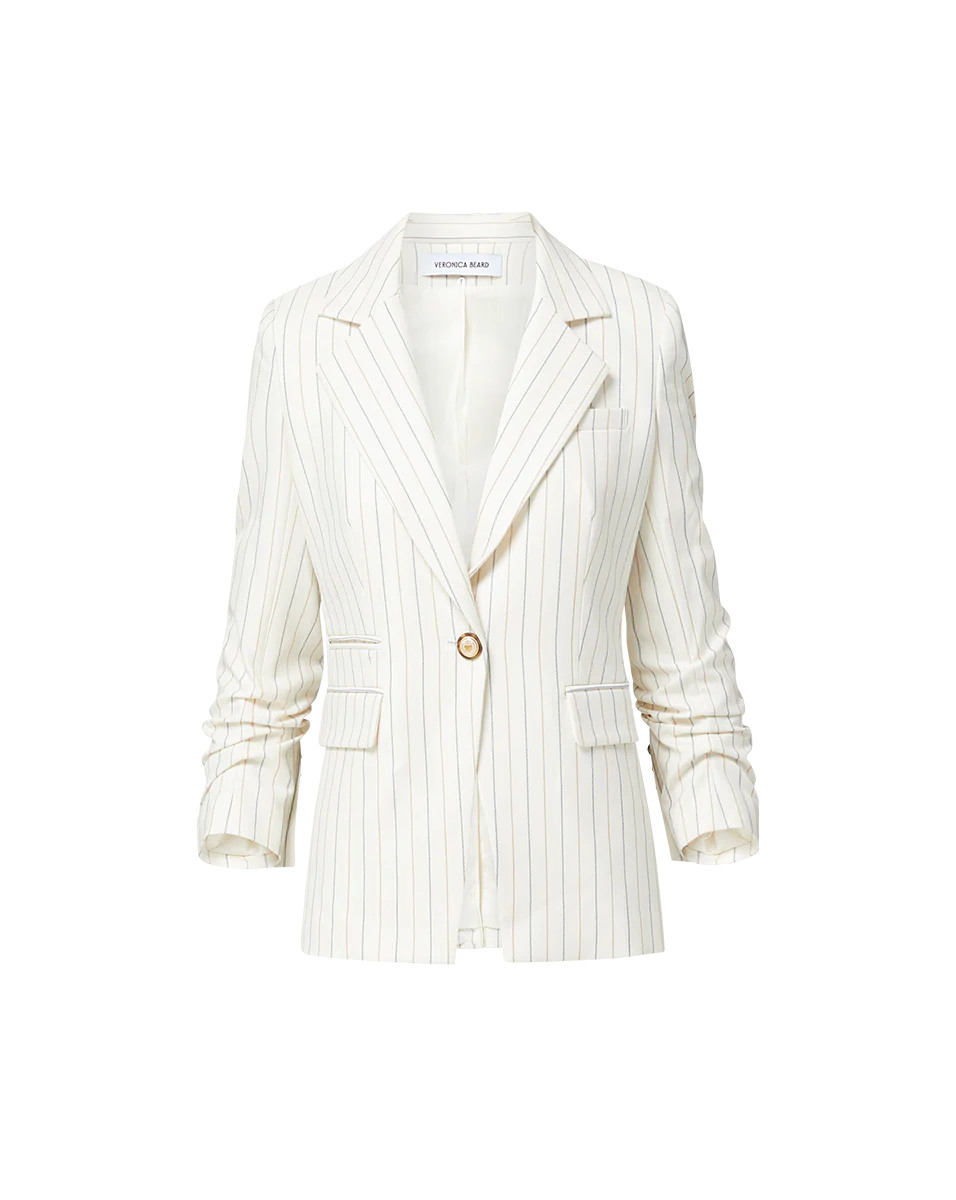 Battista Pinstriped Dickey Jacket in Dove Multi | Veronica Beard | Veronica Beard