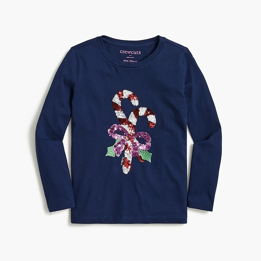 Girls' long-sleeve sequin peppermint bouquet graphic tee | J.Crew Factory