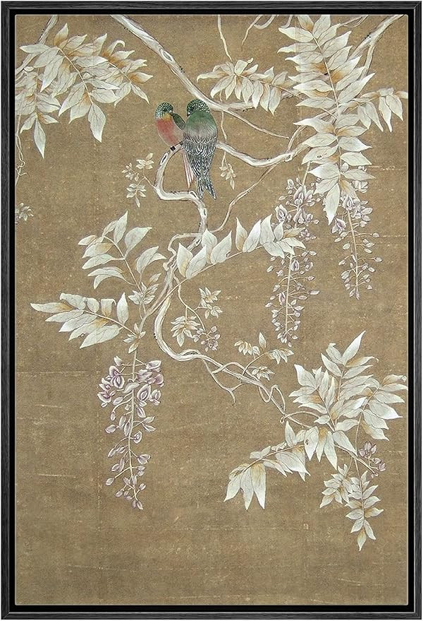 NWT Framed Canvas Print Wall Art Pastel Jungle Plant Tree Birds Nature Wilderness Illustrations M... | Amazon (US)