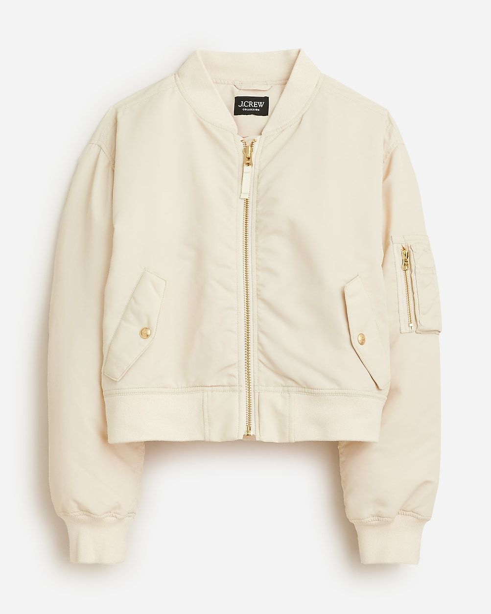 Collection ruched bomber jacket in lightweight shiny nylon | J.Crew US