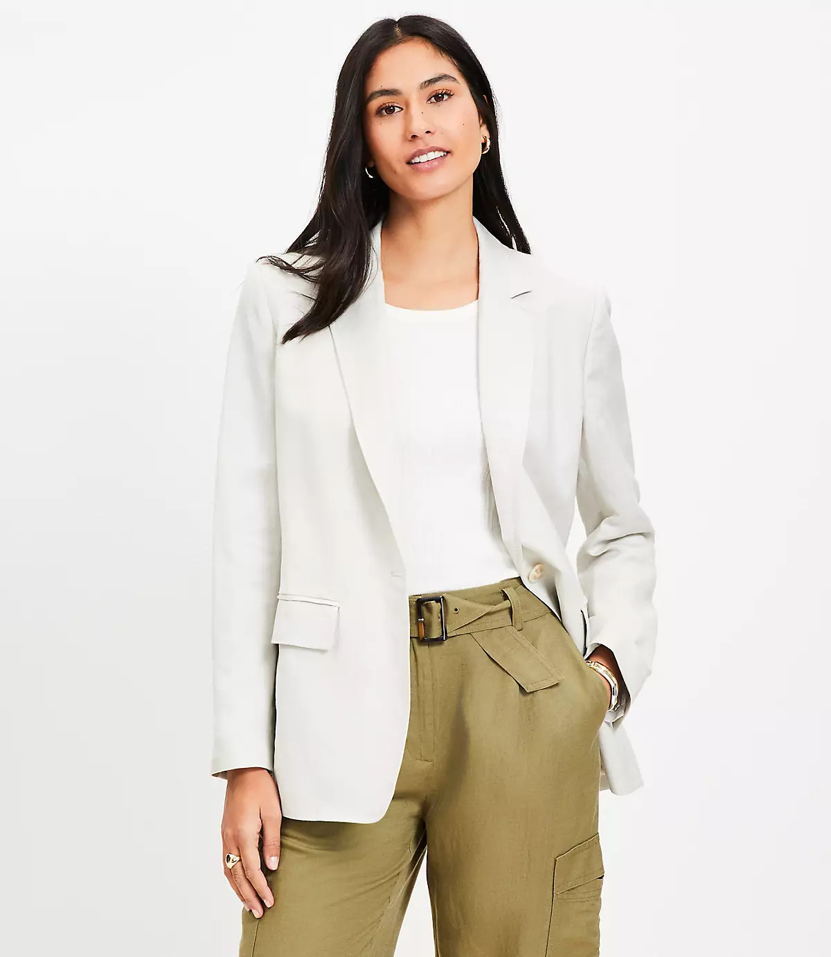 Oversized Linen Blend Modern Blazer | LOFT