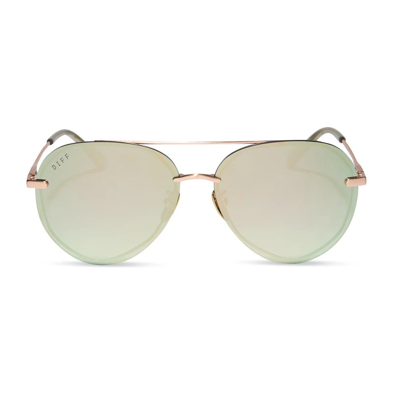 COLOR: gold green mirror sunglasses | DIFF Eyewear
