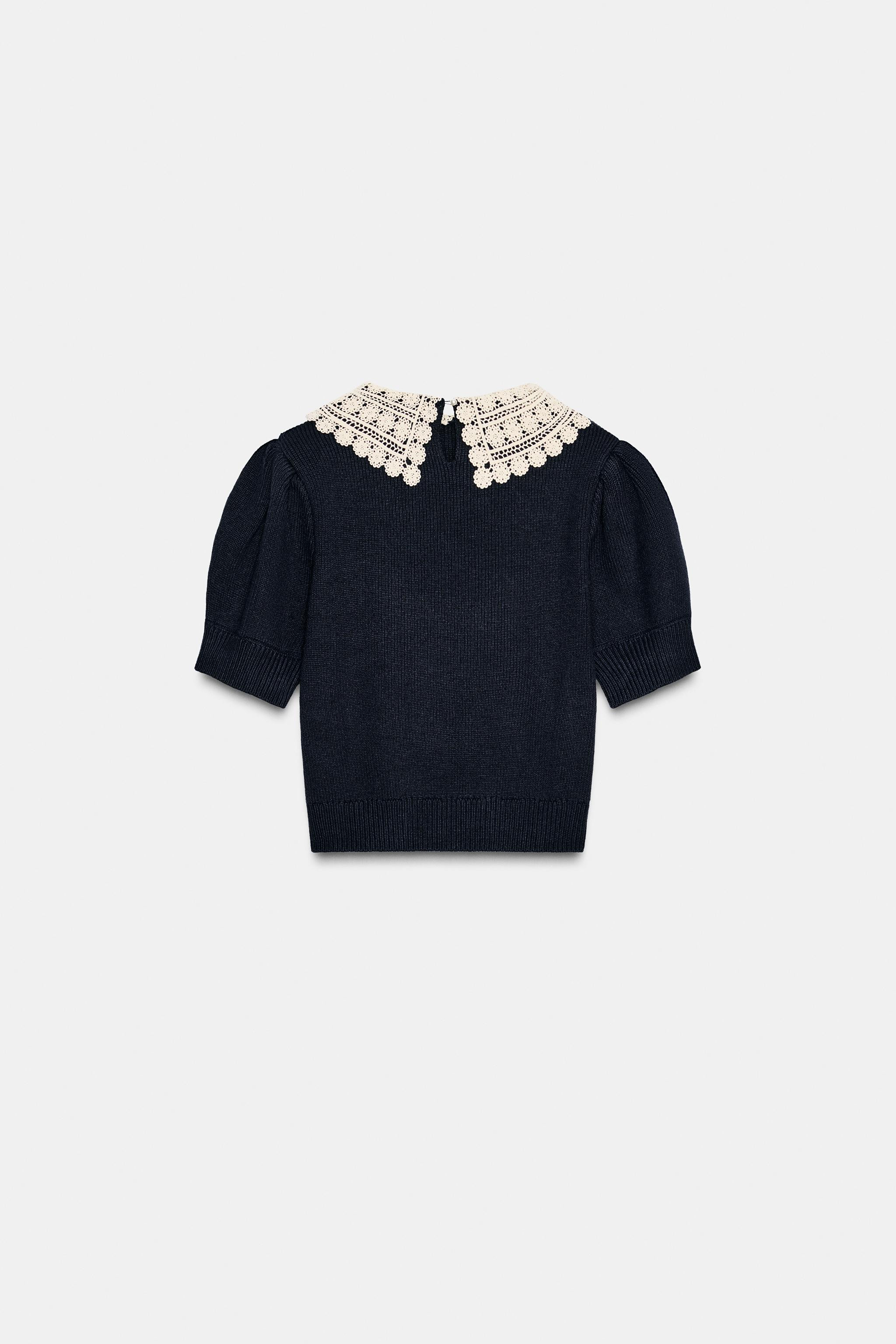 CROCHET KNIT SHORT SLEEVE JUMPER | Zara US
