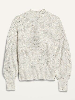 Mock-Neck Speckled Shaker-Stitch Sweater for Women | Old Navy (US)