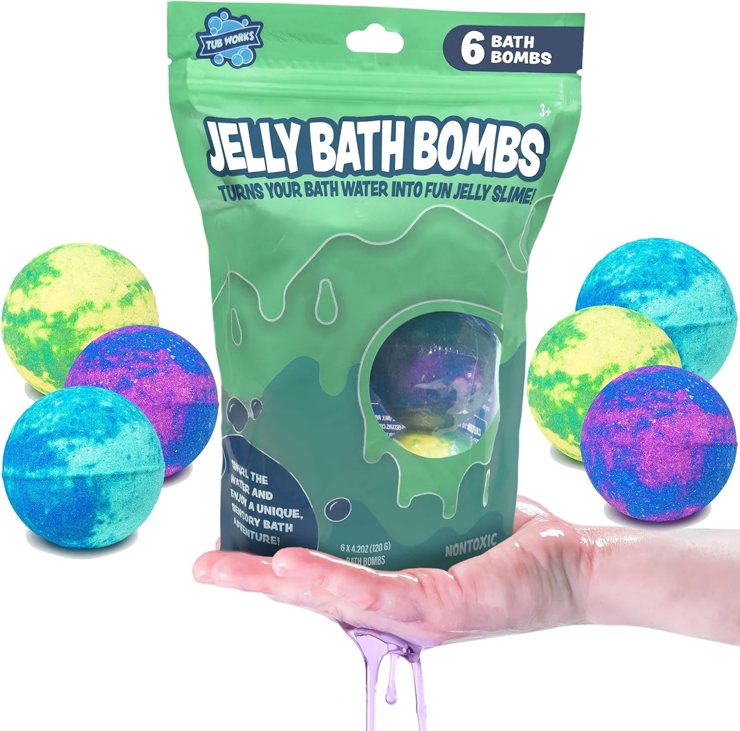 Tub Works Jelly Bath Slime Bombs 6 Pack, Bath Bombs Turn Water Into Jelly Slime, Fun Kids Bath To... | Walmart (US)