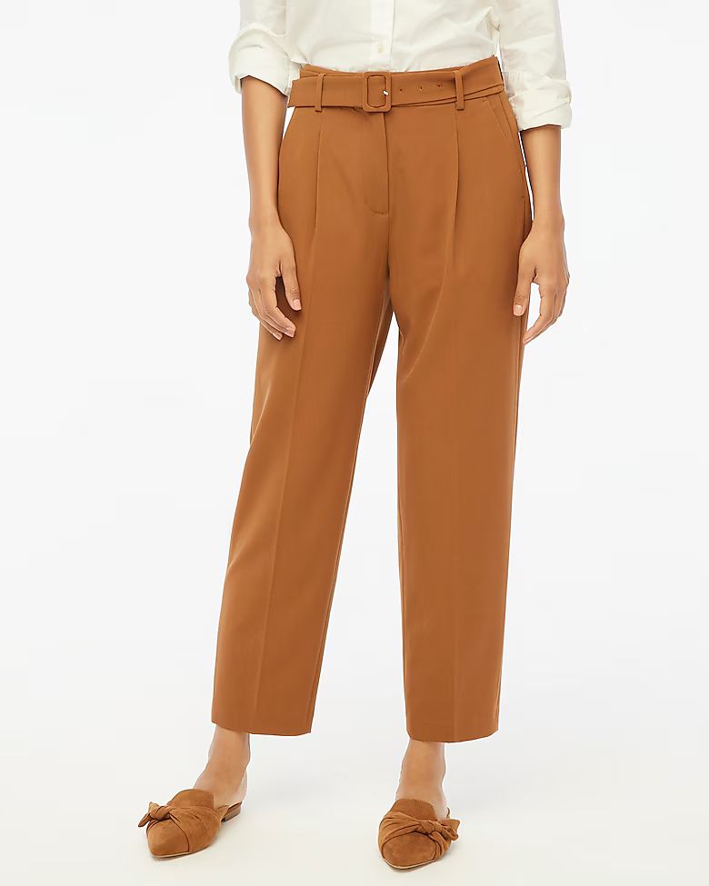 Petite belted straight-leg trouser pant | J.Crew Factory