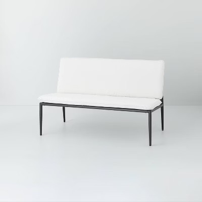 Cushioned Metal Outdoor Loveseat Cream/Black - Hearth & Hand™ with Magnolia | Target