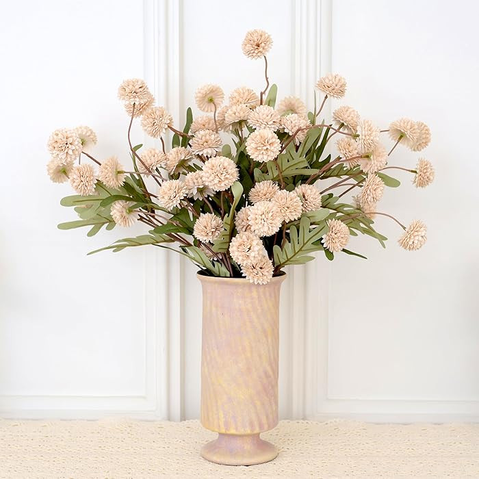 12Pcs Fake Kiku Flowers, Artificial Small Chrysanthemum Balls with Stems, Faux Silk Mini Pompon M... | Amazon (US)