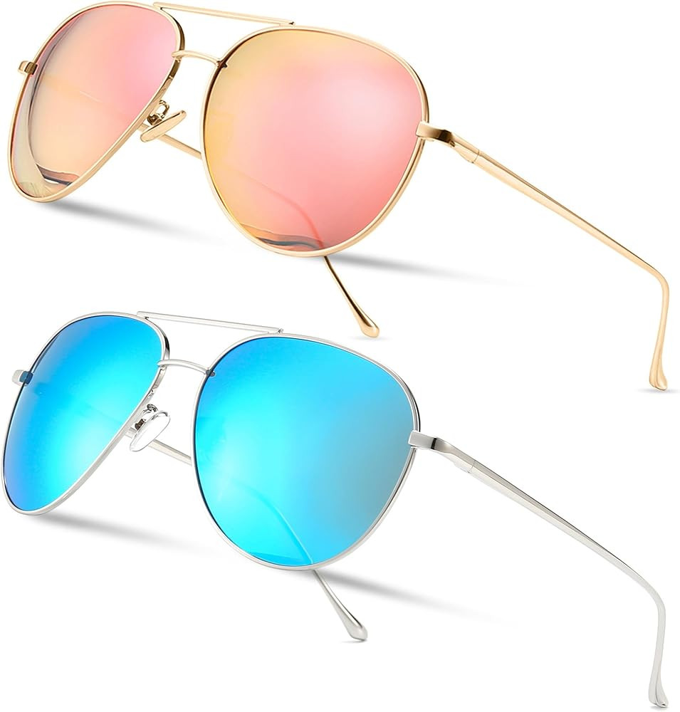 SUNGAIT Women's Lightweight Oversized Aviator Sunglasses - Mirrored Polarized Lens | Amazon (US)