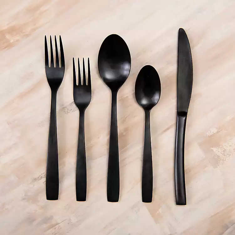Matte Black Simple Things 5-pc. Flatware Set | Kirkland's Home
