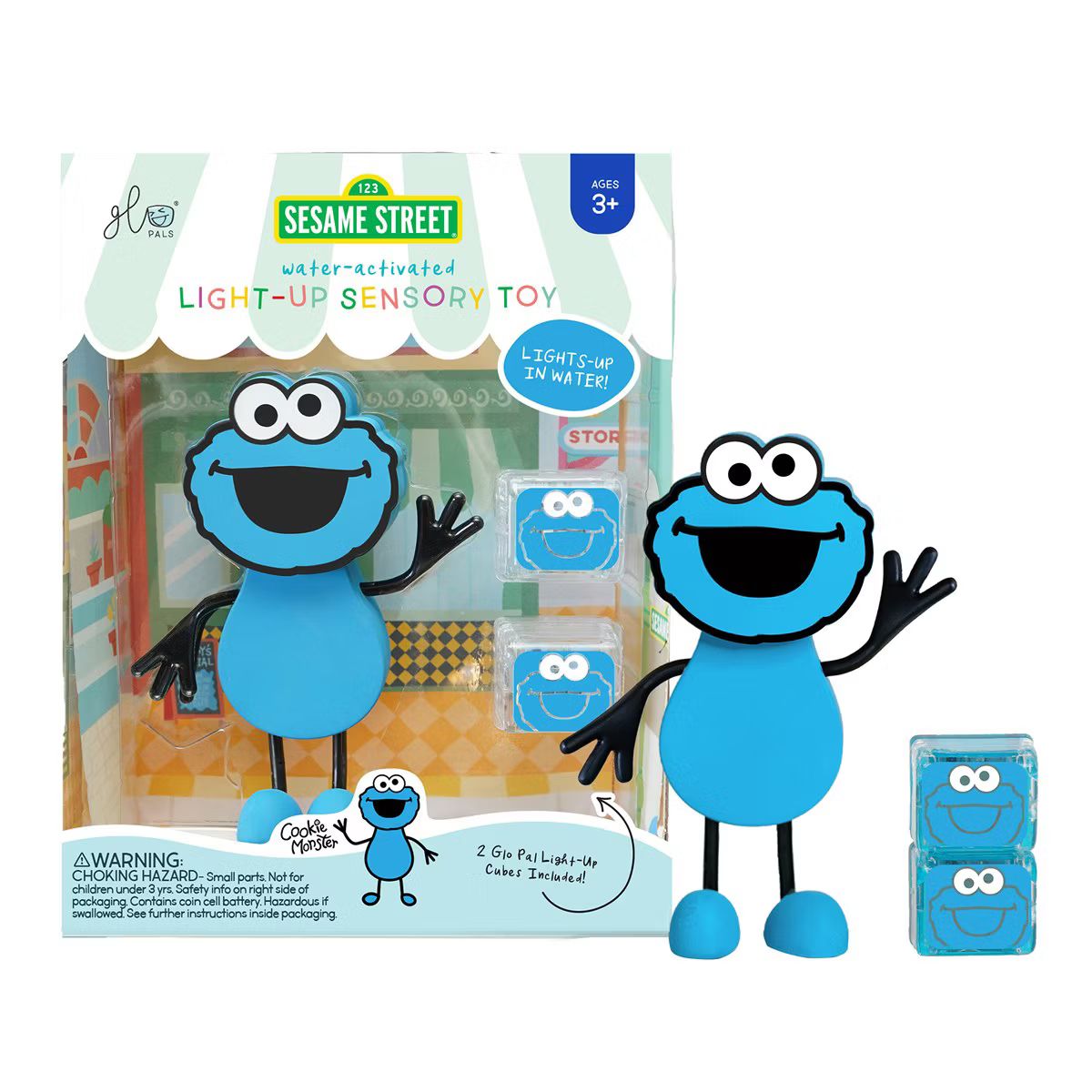 Glo Pals Sesame Street Character Cookie Monster & 2 Light Up Water Cubes | Target