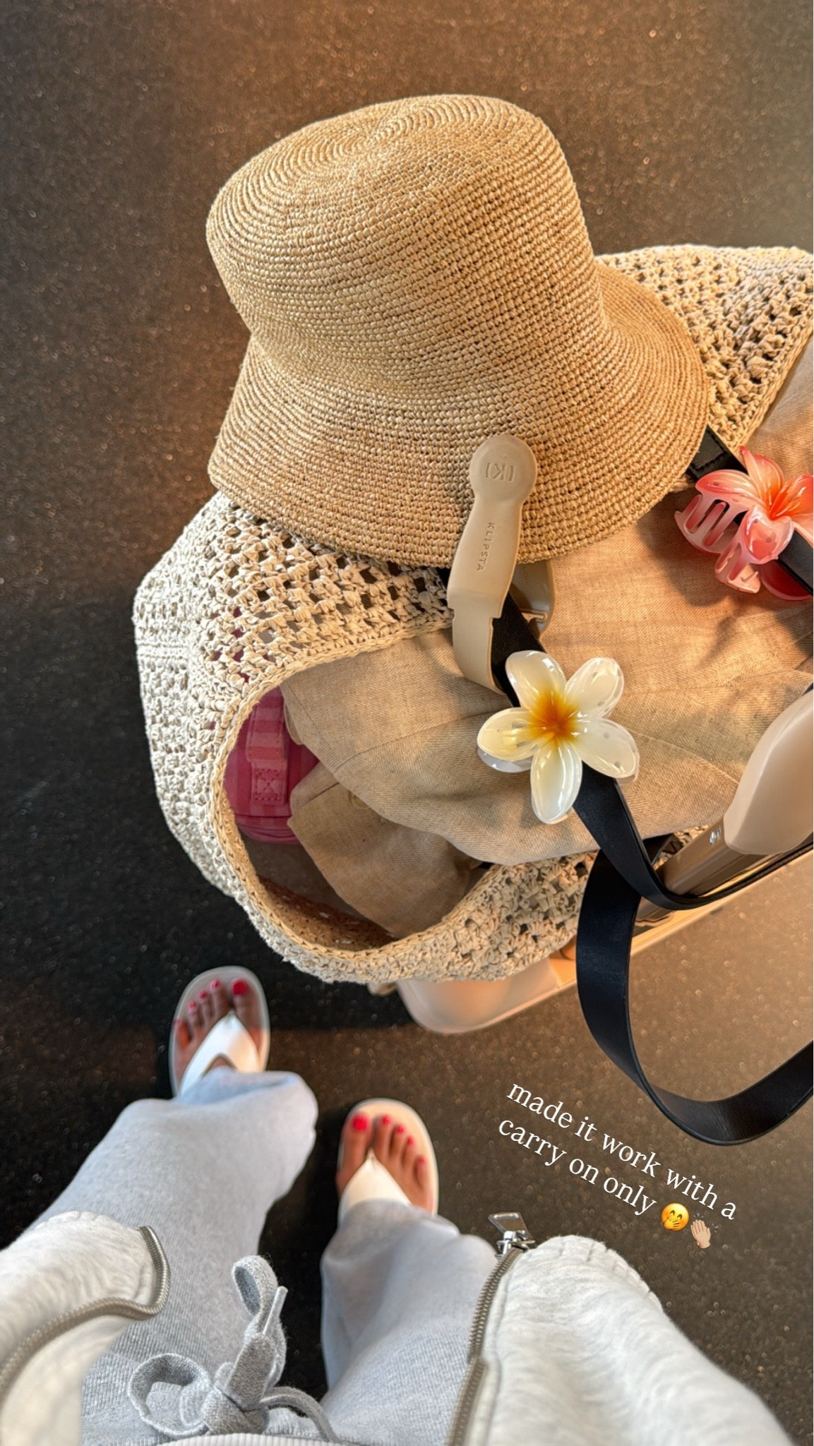 travel favs!! made it work with just a carry one for this trip 🥰 this huge raffia tote is my go to for beach vacations and this carry on fits so much 

Travel outfit:
Petite friendly lounge pants! TTS, wearing xs 
Tank - tts, xs Amazon find and so affordable! 
Hoodie - my style is old but linked similar

#LTKTravel #LTKPetite #LTKootd