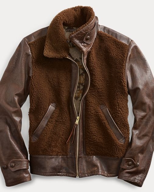Leather-Shearling Jacket Fair Isle Wool-Blend Cardigan Twill Vest Eli Striped Dobby Shirt Pleated He | Ralph Lauren (US)