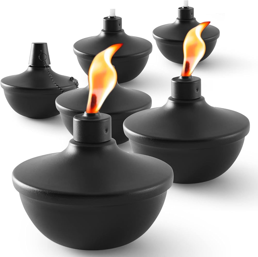 SNOGSWOG 6 Pack Metal Table Top Torches, 18oz Citronella Torches for Outside, Refillable Flame Li... | Amazon (US)