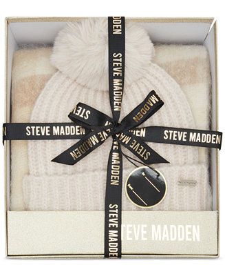 Women's 2-Pc. Pom Beanie & Scarf Boxed Gift Set | Macy's