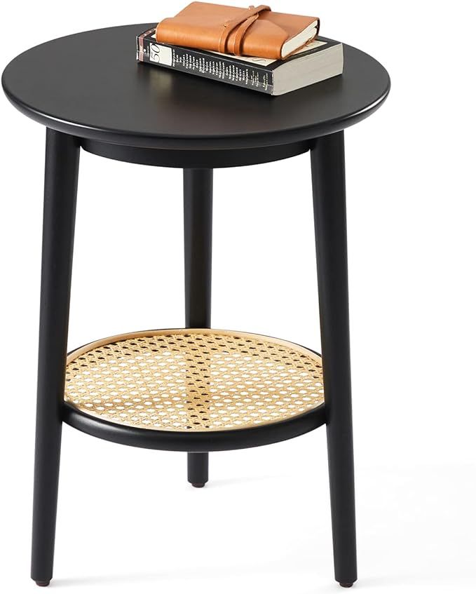 Harmati Round Side Table with Storage - Black End Table for Living Room, Bedroom and Small Spaces... | Amazon (US)