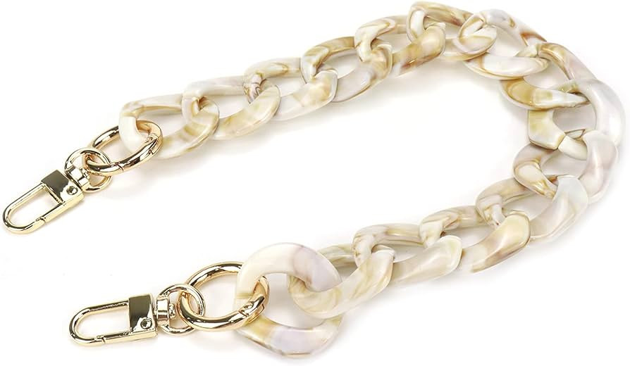 15.7"/40cm DIY Acrylic Resin Replacement Chain Purse Shoulder Strap with Buckle, Beige Round Chai... | Amazon (US)