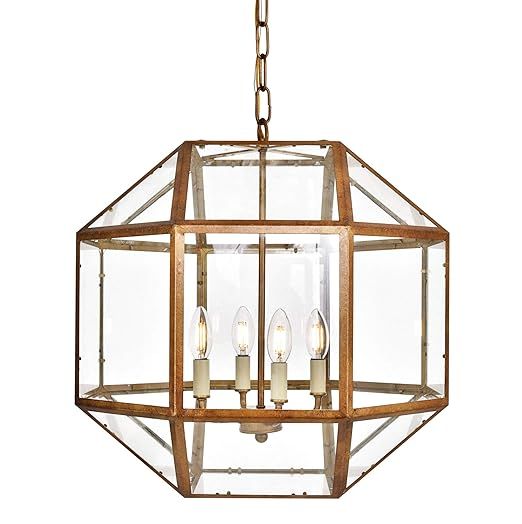 Elegant Lighting LD6001D19 Caro 4 Light 19" Wide Taper Candle Pendant with Glass, Vintage Gold | Amazon (US)