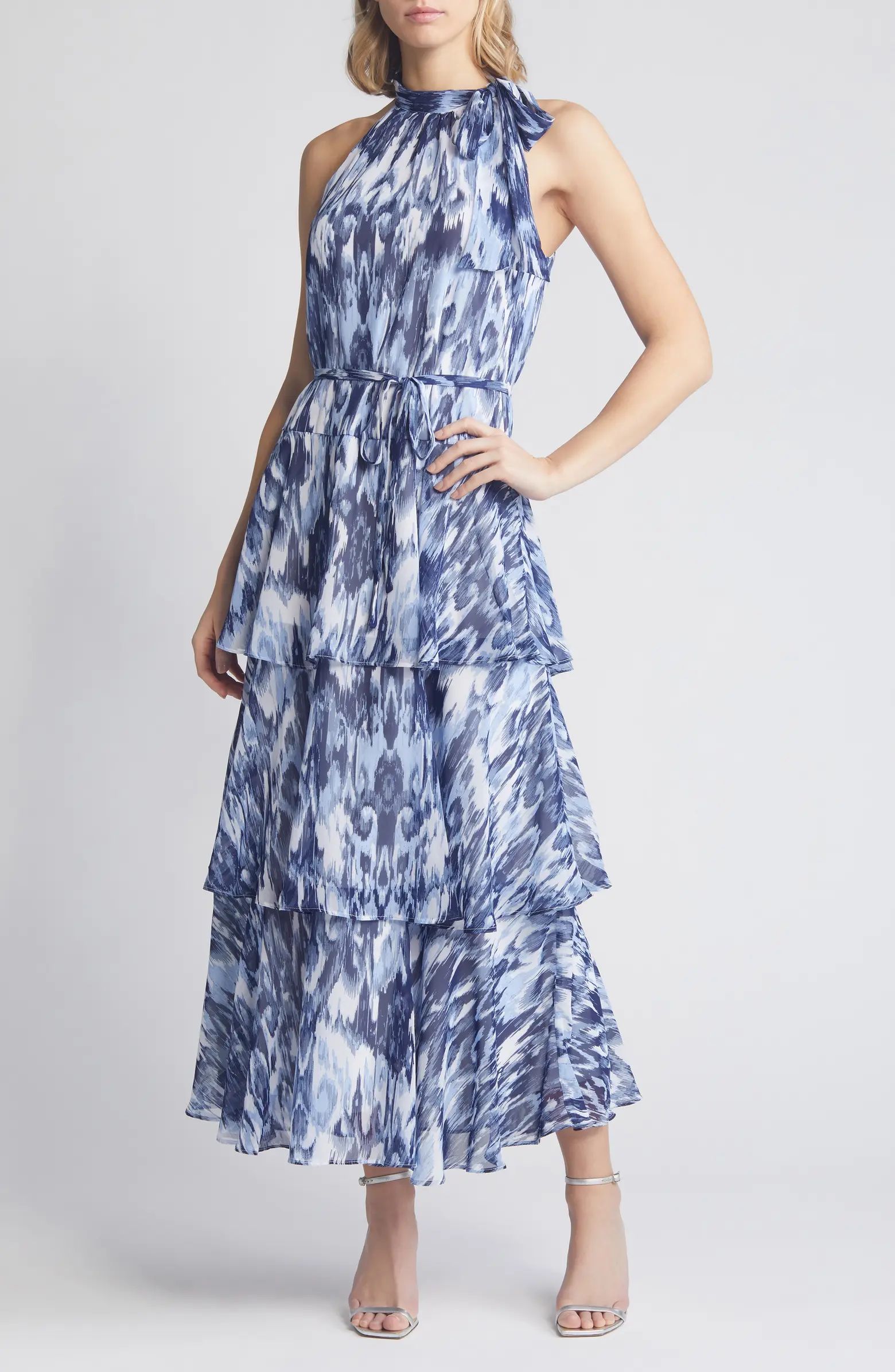 Julia Jordan Tiered Tie Neck Maxi Dress | Nordstrom | Nordstrom