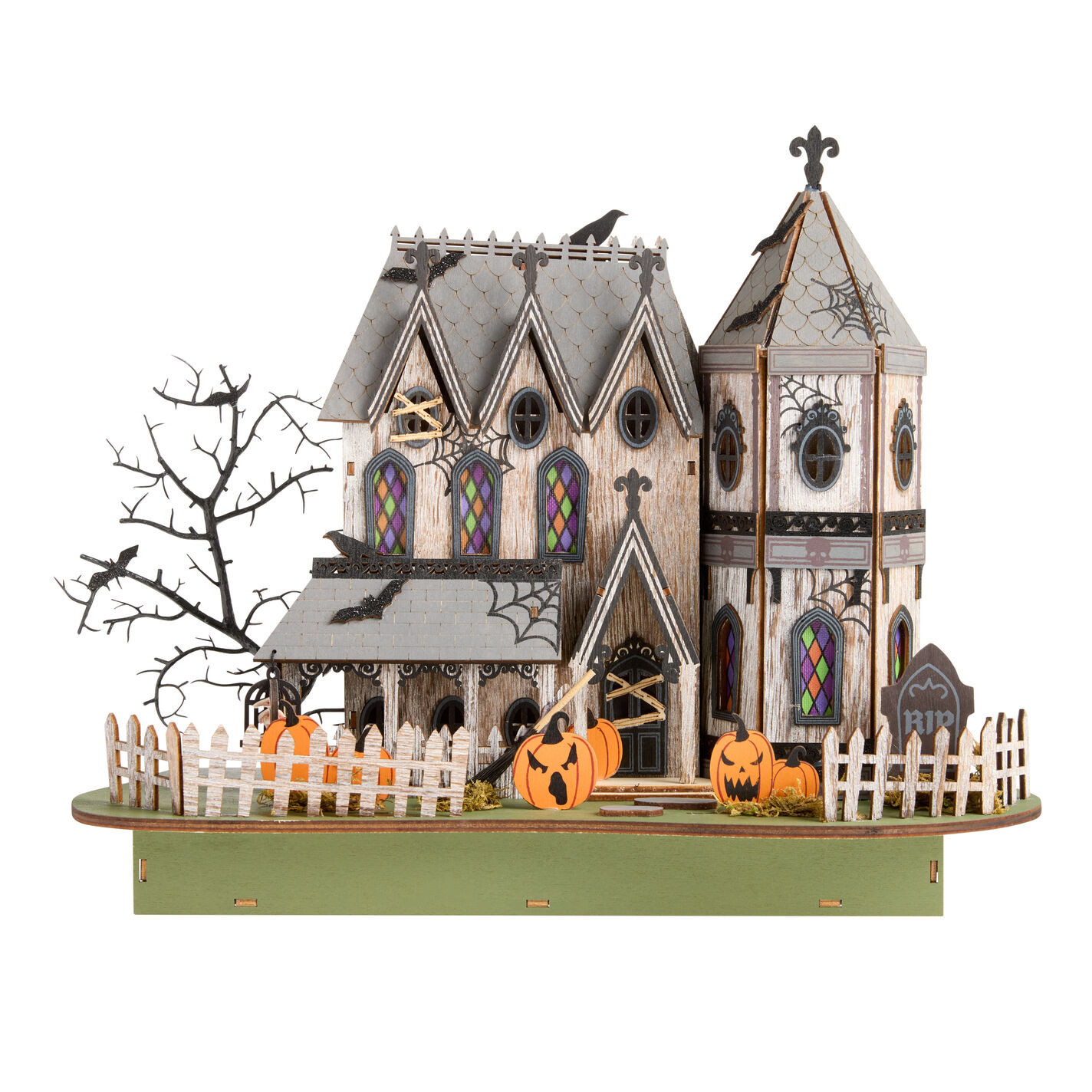 Laser Cut Wood Haunted Macabre Manor LED Light Up Decor | World Market
