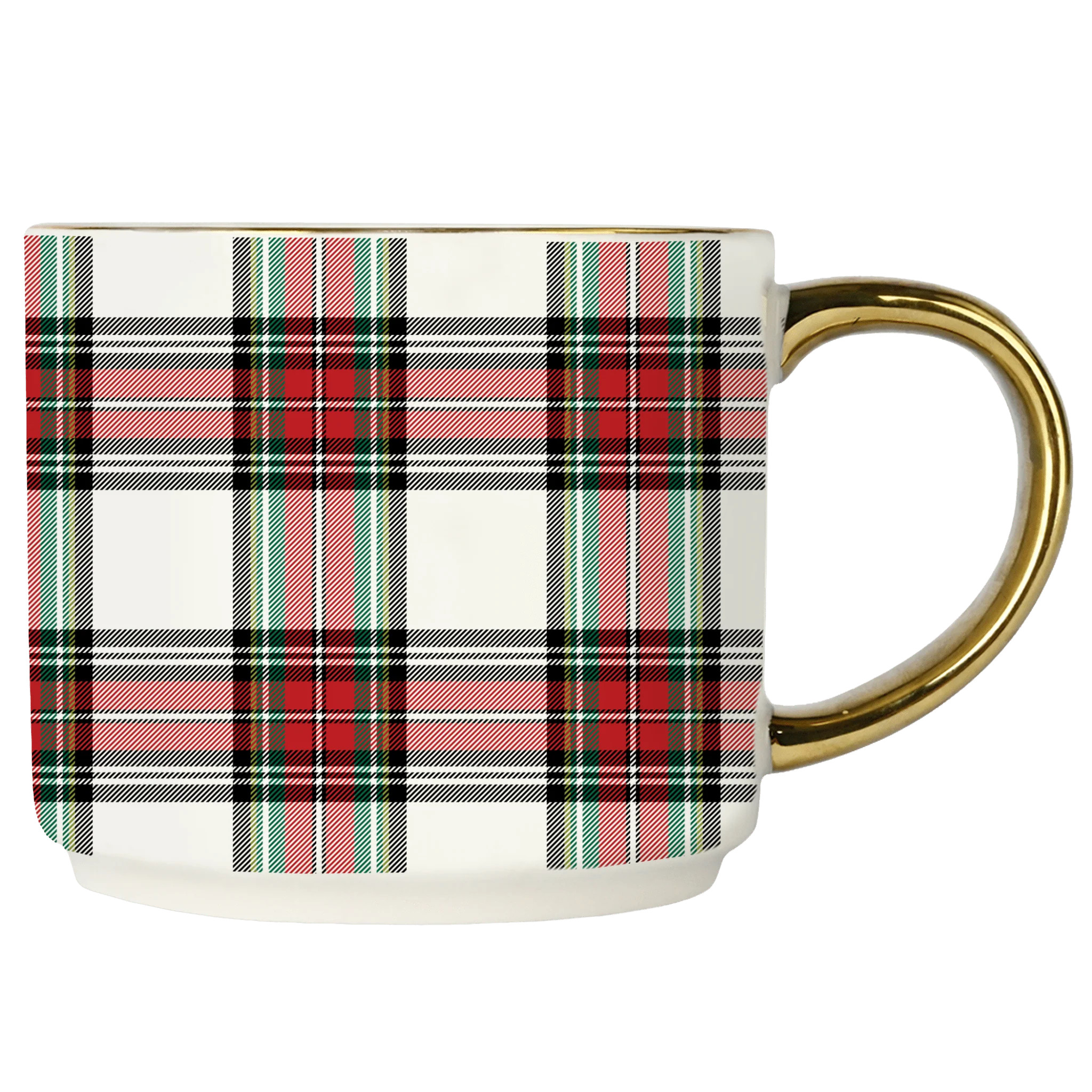 White Plaid 14oz. Coffee Mug | Festive Coffee Mugs for Christmas | Sweet Water Decor, LLC