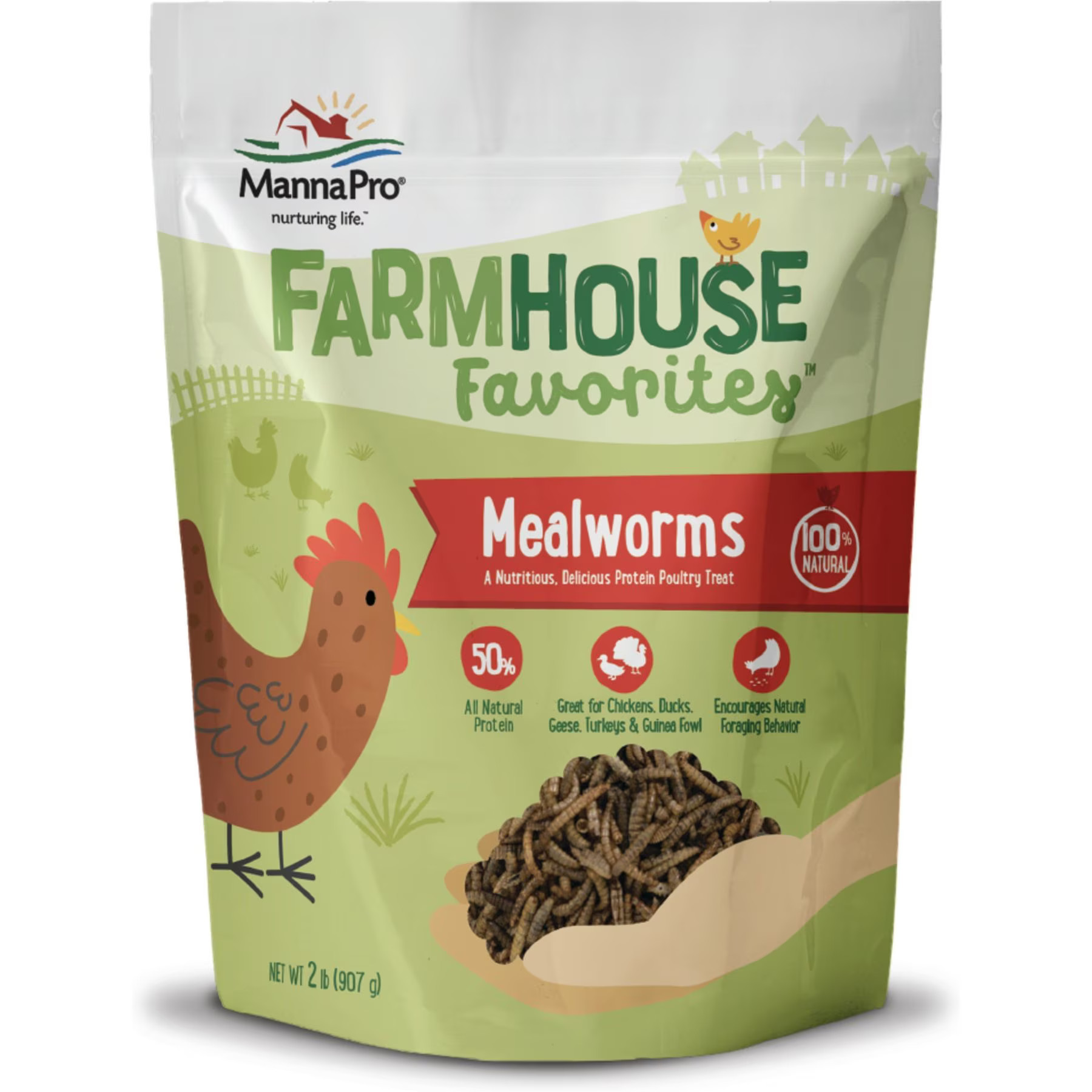 Manna Pro Farmhouse Favorites Mealworms Chicken Treats, 2-lb bag | Chewy