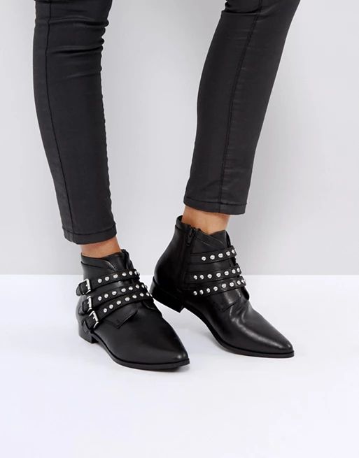 ASOS ALERTED Leather Studded Ankle Boots | ASOS UK