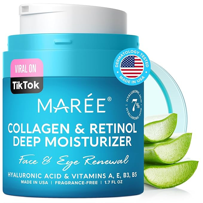 MAREE Face Moisturizer - Collagen Cream for Women - Anti-Wrinkle Eye Balm with Retinol, Hyaluroni... | Amazon (US)