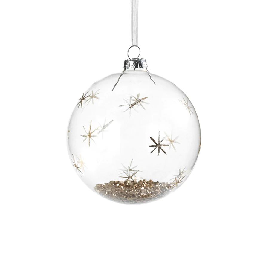 Glass Ornament with Gold Stars | Megan Molten