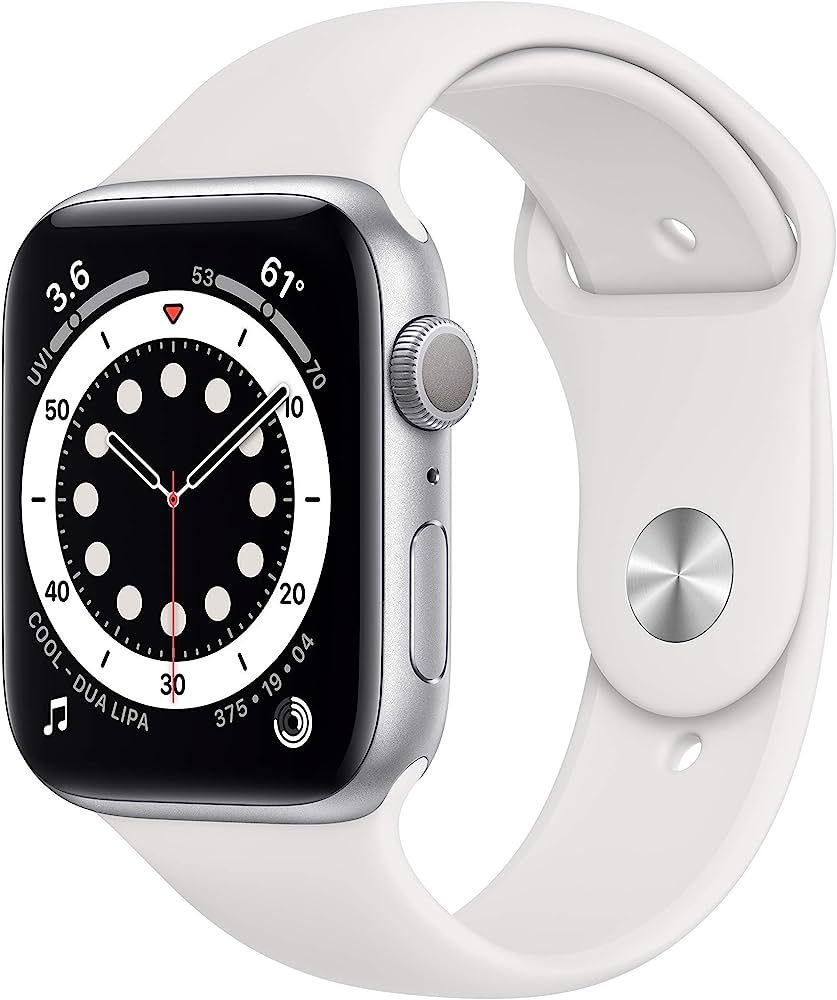 Apple Watch Series 6 (GPS, 44mm) - Silver Aluminum Case with White Sport Band (Renewed) | Amazon (US)