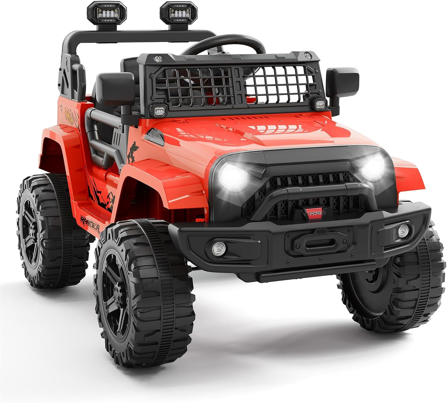 12V Ride on Toys with Parent Remote Control Toddler Electric Vehicle with Spring Suspension, LED Lights, Bluetooth, Music Player, 3 Speeds Ride on Car Truck for Kids Age 3-8 (Red) | Amazon (US)