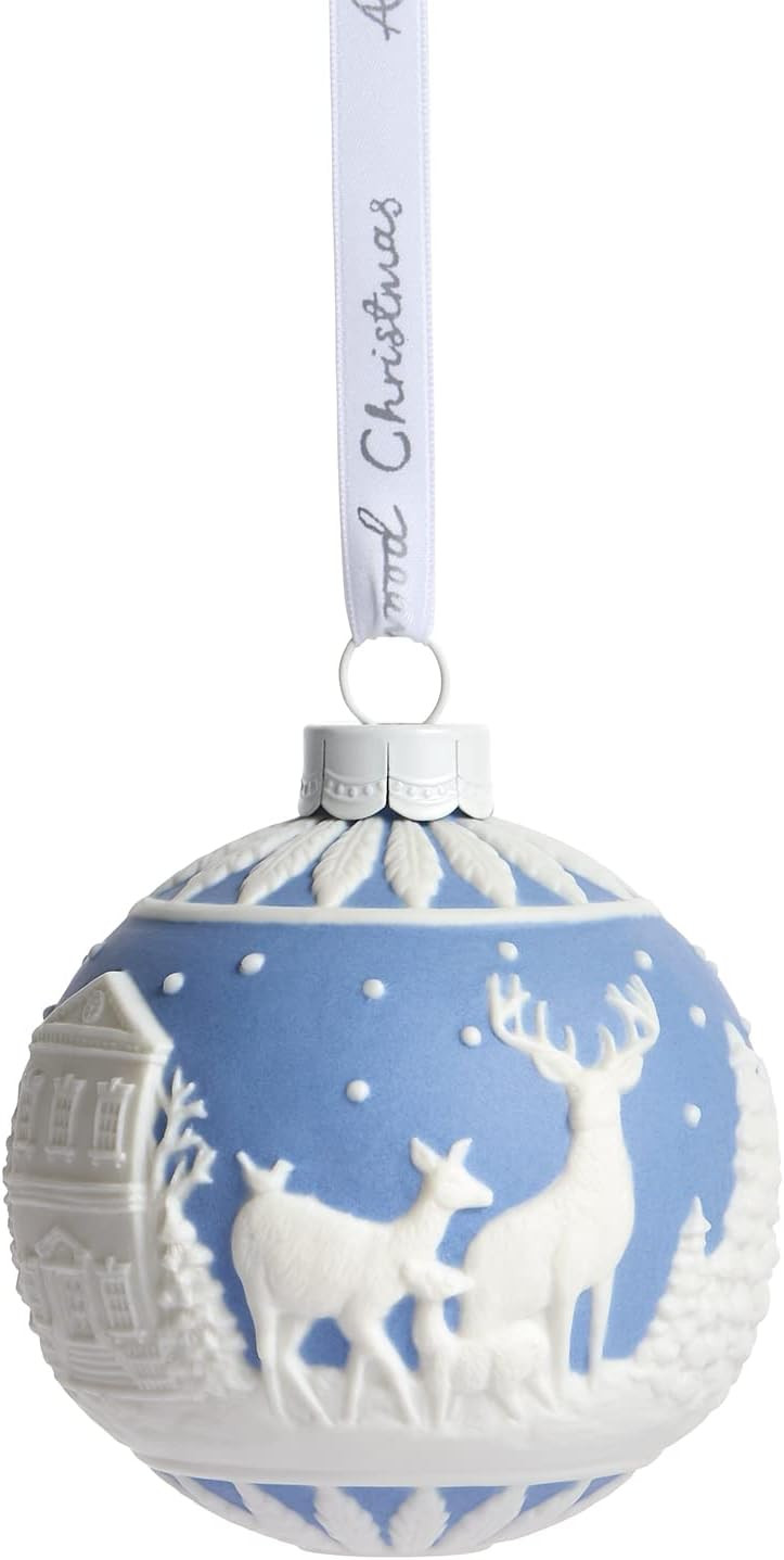 Wedgwood Christmas Deer Bauble Ornament, 3.2" | Amazon (US)