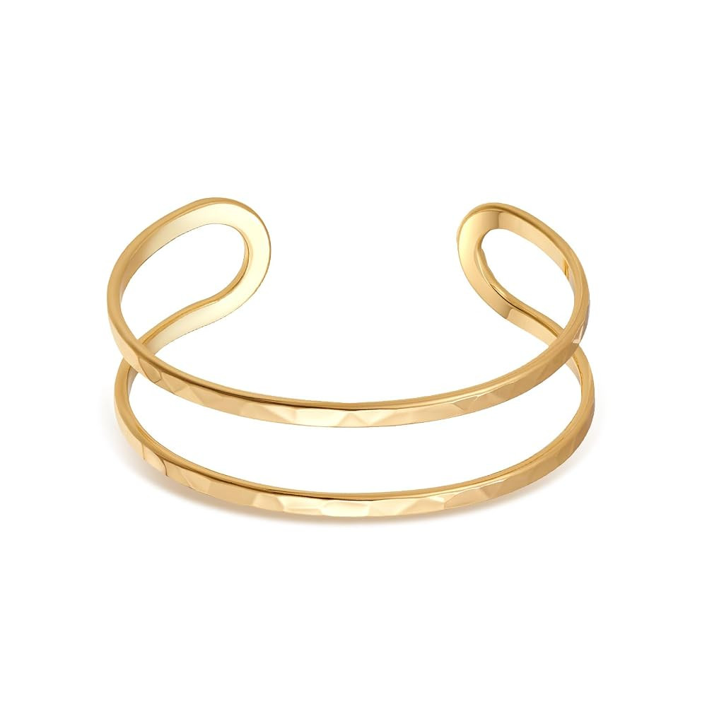 Gold Silver Cuff-Bracelets for Women Hollow Wide Open Bangle Bracelets | Amazon (US)