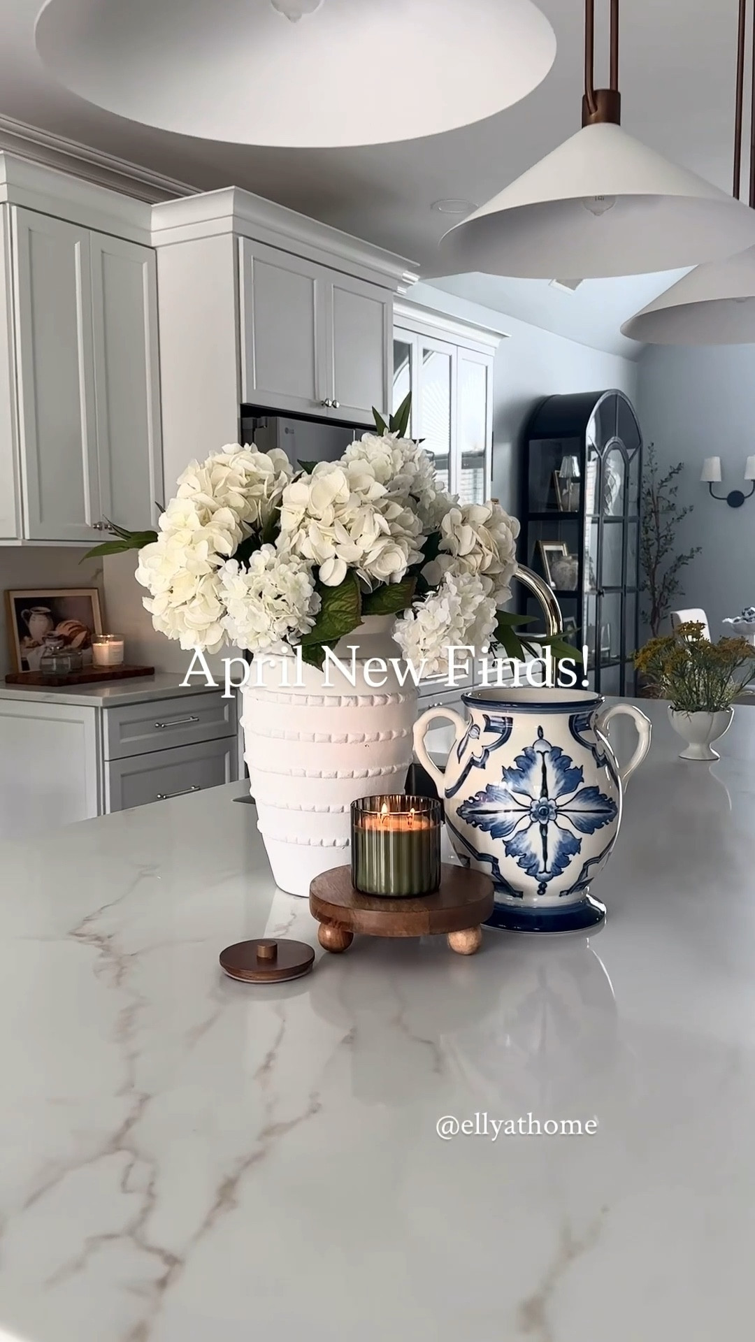 Pretty spring styling going into April! Shop spring candles, new favorite vase from Target, wood risers, new French bistro kitchen collection, tea towels, wood board, kitchen artwork, hydrangeas, display cabinet, pendants, sconces, floral arrangement, ruffle bowl. @Crate & Barrel  @etúHOME  Wayfair, Amazon home. 

#LTKSaleAlert #LTKHome #LTKdayinmylife