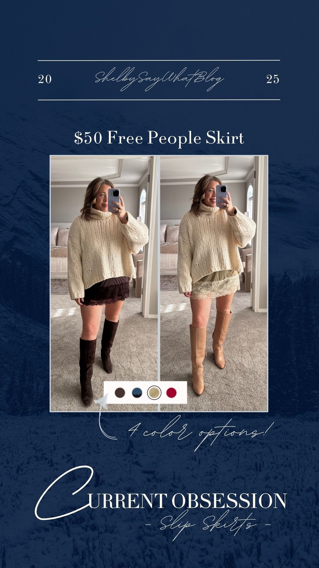 Cute Winter Outfit for Date Night! Free People skirt is only $50! I’m wearing a size Large. Sweater and Boots are sold old so I linked similar. 🫶🏻 

 #LTKMidsize #LTKFindsUnder100 #LTKStyleTip