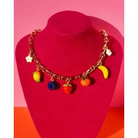 Fruit Salad Charm Necklace | 14K Gold Filled Eclectic Jewelry Handmade Accessories Colorful Food Made To Order | Etsy (US)