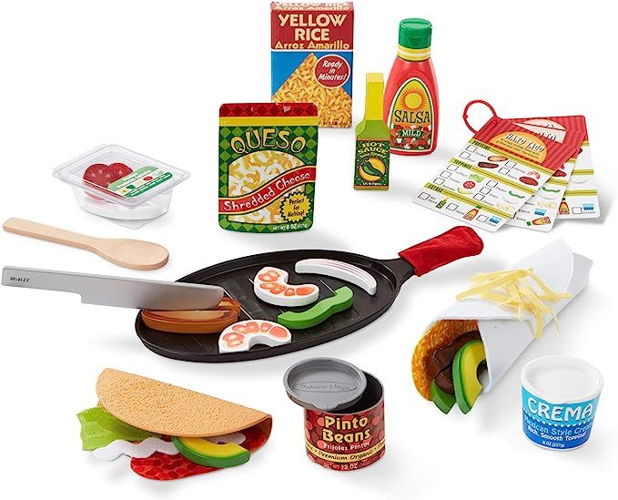 Melissa & Doug Fill & Fold Taco & Tortilla Set, 43 Pieces – Sliceable Wooden Mexican Play Food,... | Amazon (US)