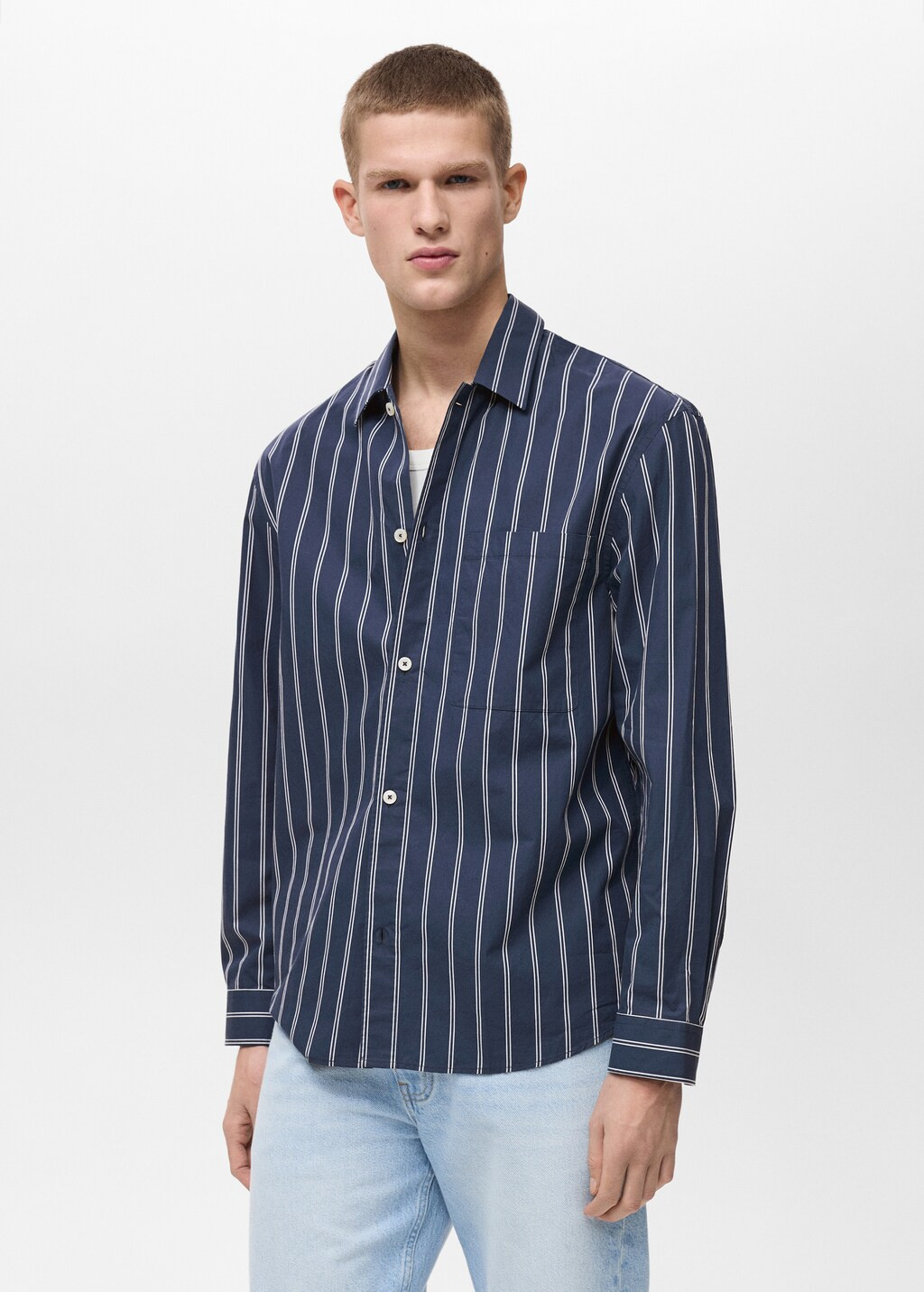 Regular-fit striped 100% cotton shirt - Men | MANGO USA | Mango (US/MX/AU)