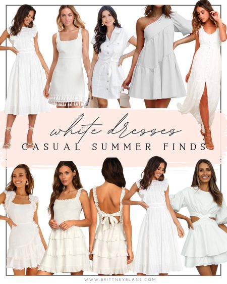 Casual summer white dresses / white dresses for summer / casual white dresses 

#LTKfit #LTKFind #LTKstyletip