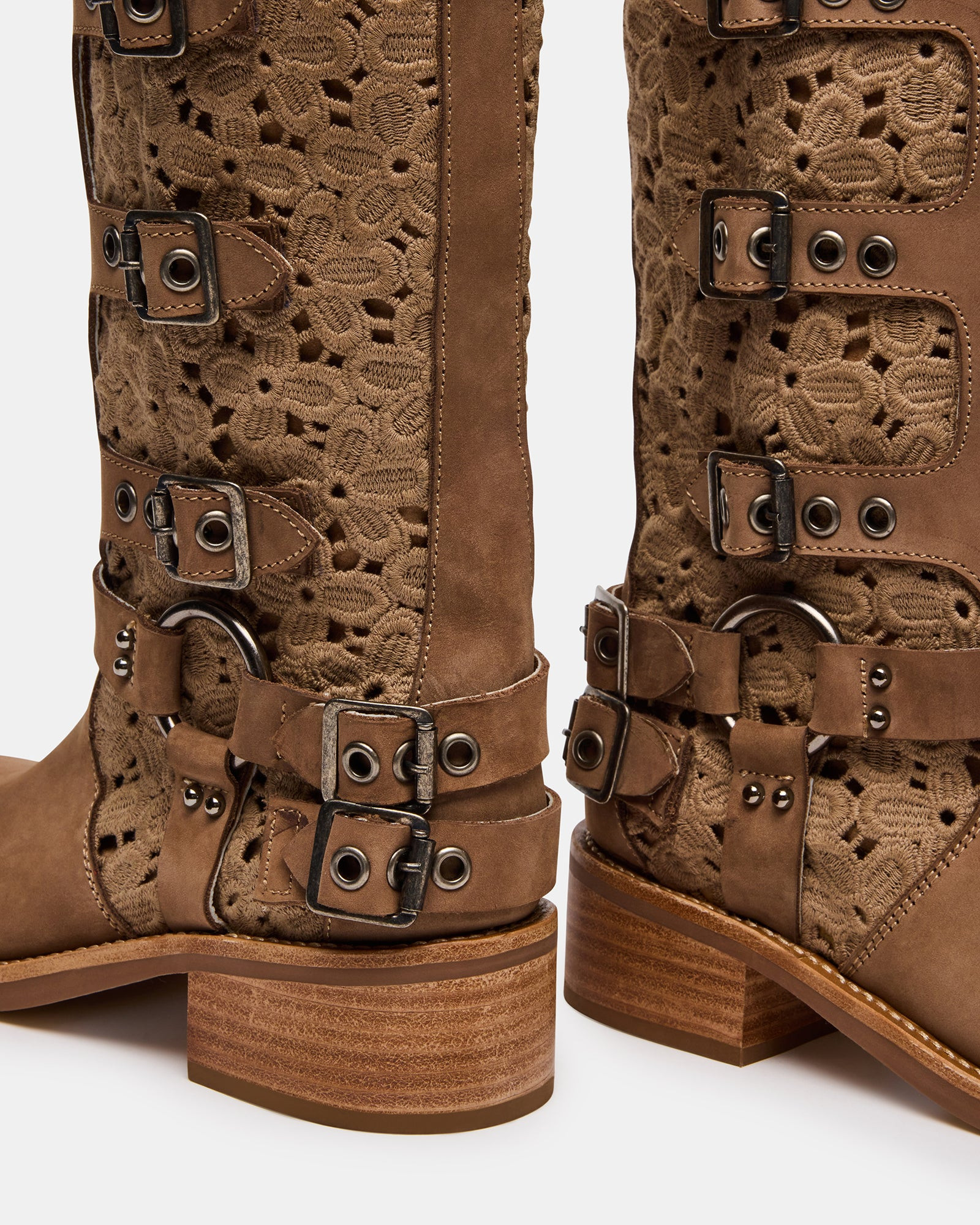 ROCKY Floral Tan Nubuck Knee-High Moto Women's Boot | Steve Madden (US)