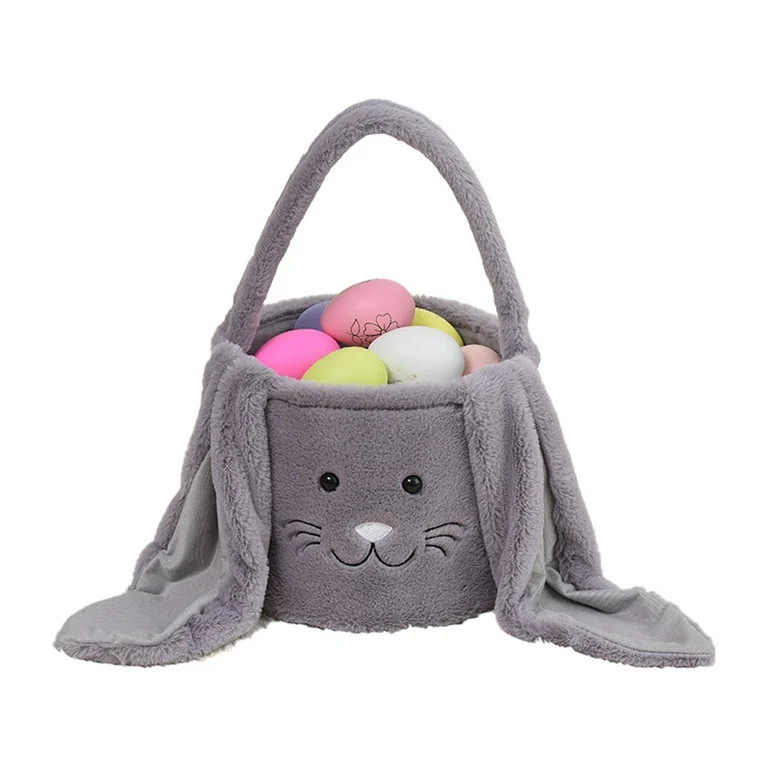 amlbb Easter Basket Plush Easter Bunny Long Ears Bags Easter Basket Rabbit Buckets Easter Tote Ba... | Walmart (US)