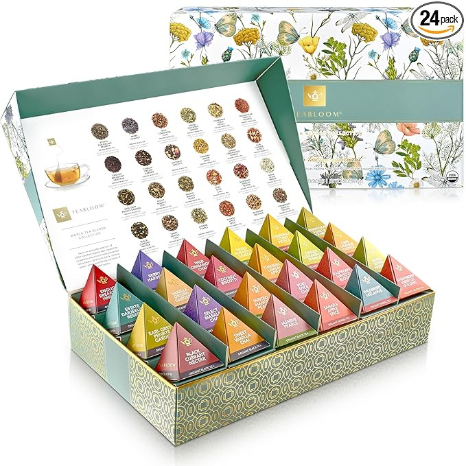 Teabloom - World's Finest Pyramid Tea Collection, 24 Varieties of USDA Certified Organic & Kosher... | Amazon (US)