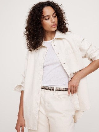 Slim Snake-Print Leather Belt | Banana Republic (US)