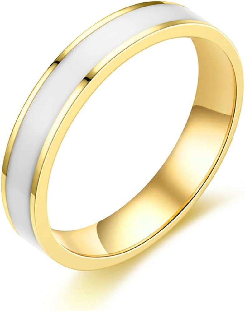 Women's 4MM Stainless Steel Promise Eternal Ring Epoxy Enamel Wedding Band Comfort Fit | Amazon (US)