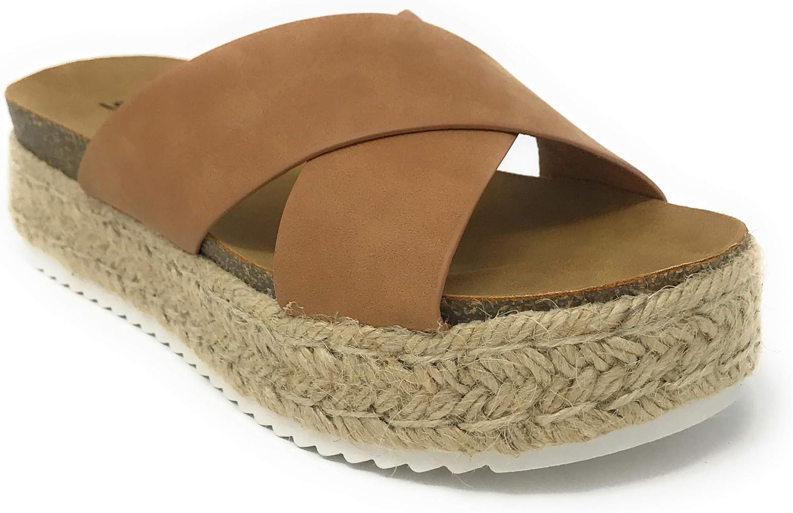 SODA Women's Open Toe Ankle Strap Espadrille Sandal | Amazon (US)