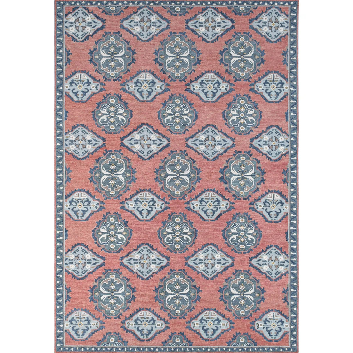 CompanyC Vintage Glory Hand Hooked Wool Rug in Blue/Faded Red/Cream | Wayfair | Wayfair North America